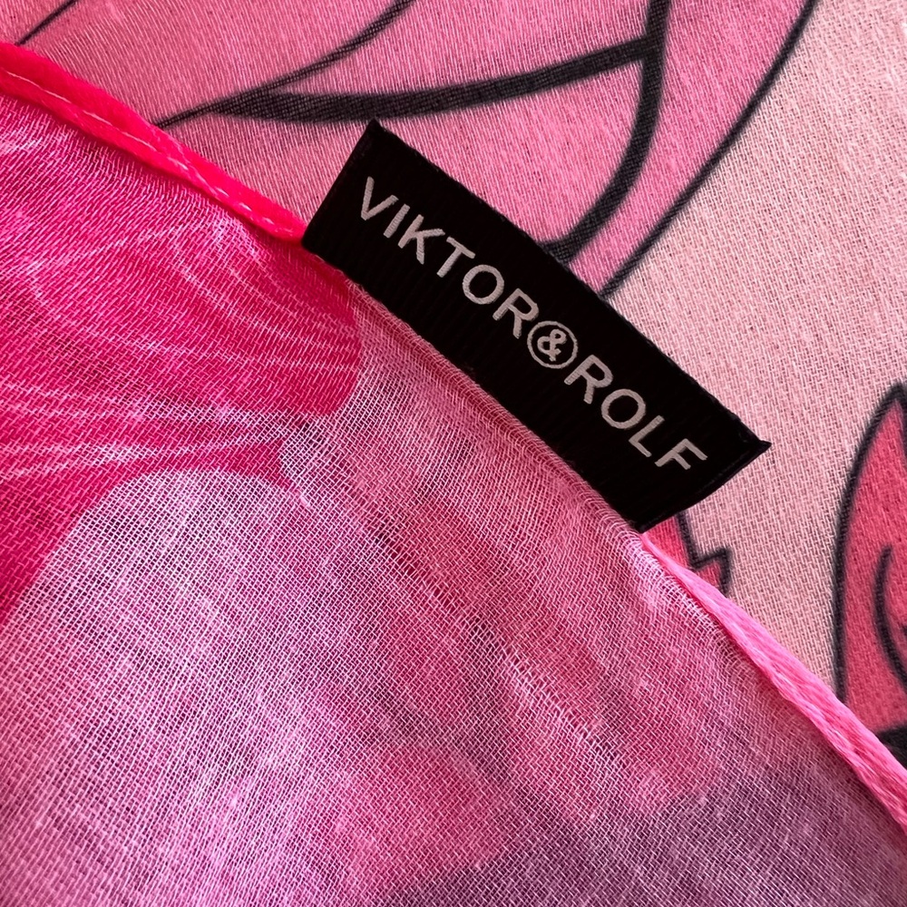 Viktor & Rolf Pink and Red Floral Scarf - Picture 5 of 9